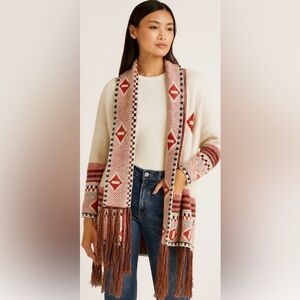 Maxsport Women's White and Red Patterned Sweater